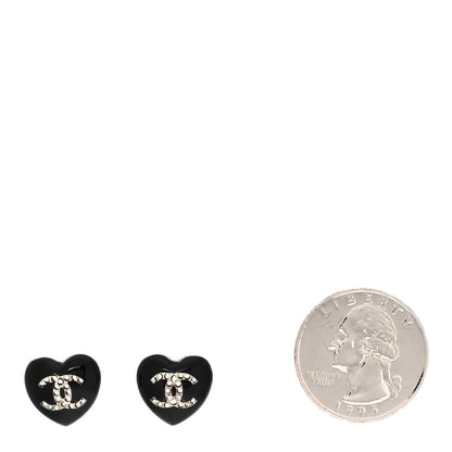 Chanel Resin Crystal CC Heart Earrings Black Gold 2 of 4