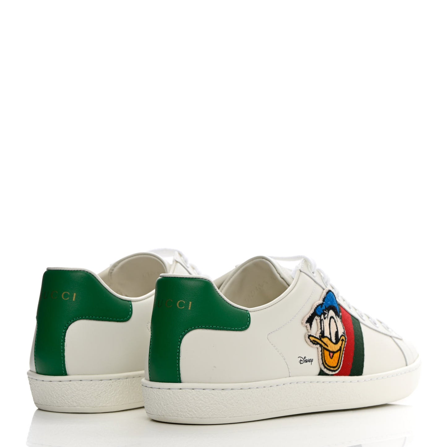 X DISNEY Calfskin Miro Soft Web Donald Duck Womens Ace Sneakers 39 White New Shamarock