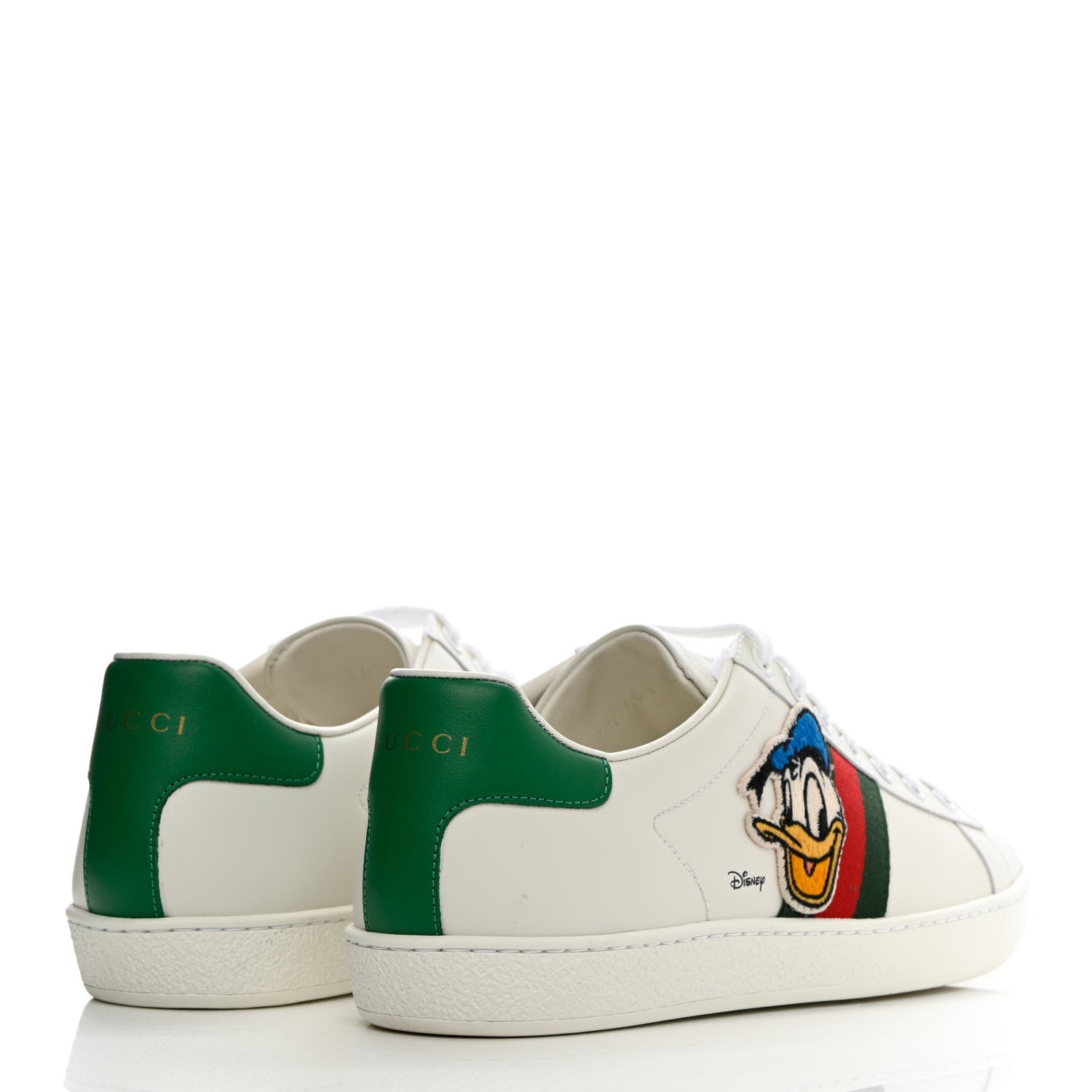 Gucci X DISNEY Calfskin Miro Soft Web Donald Duck Womens Ace Sneakers 39 White New Shamarock 4 of 13