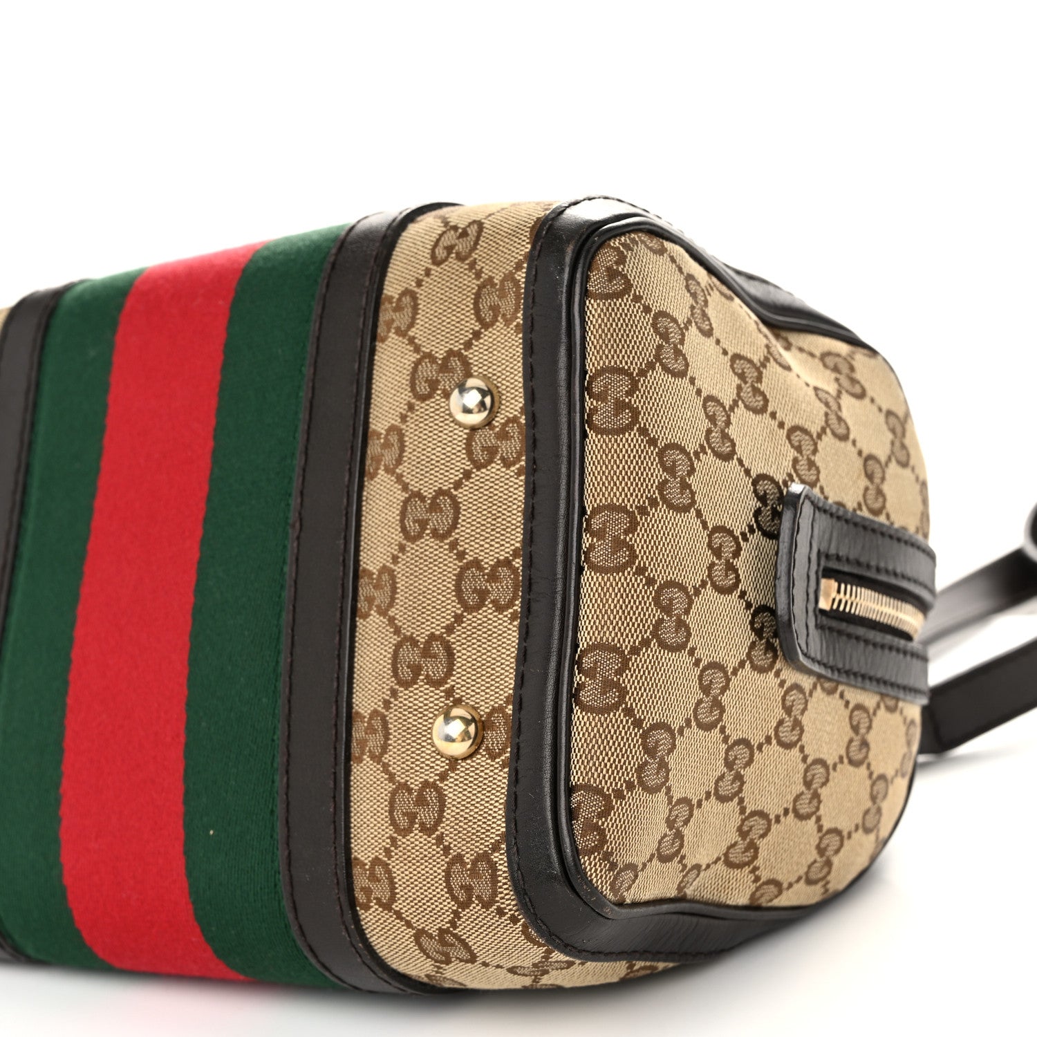 Gucci Monogram Vintage Web Small Boston Dark Brown 10 of 12