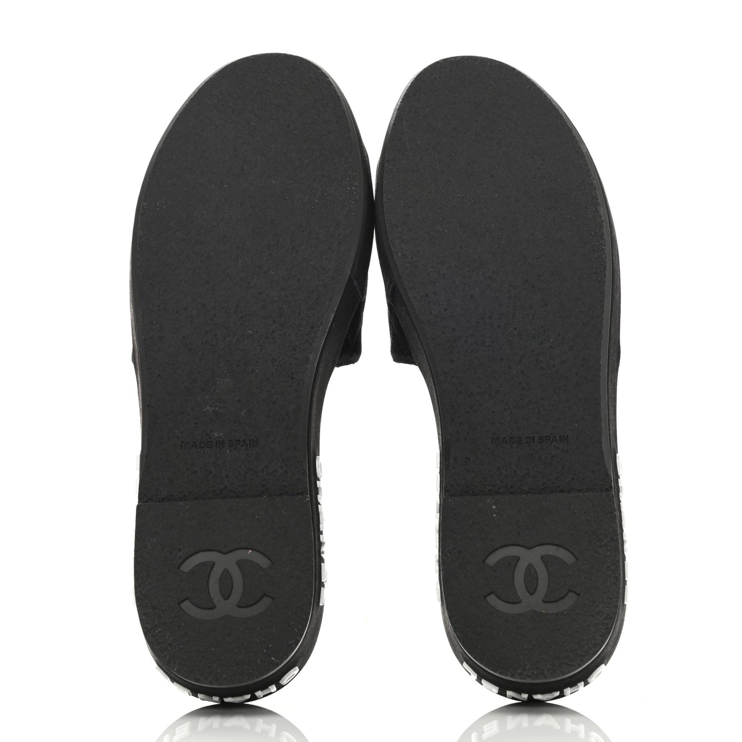 Lambskin Quilted CC Espadrille Slip On Sandals 37 Black
