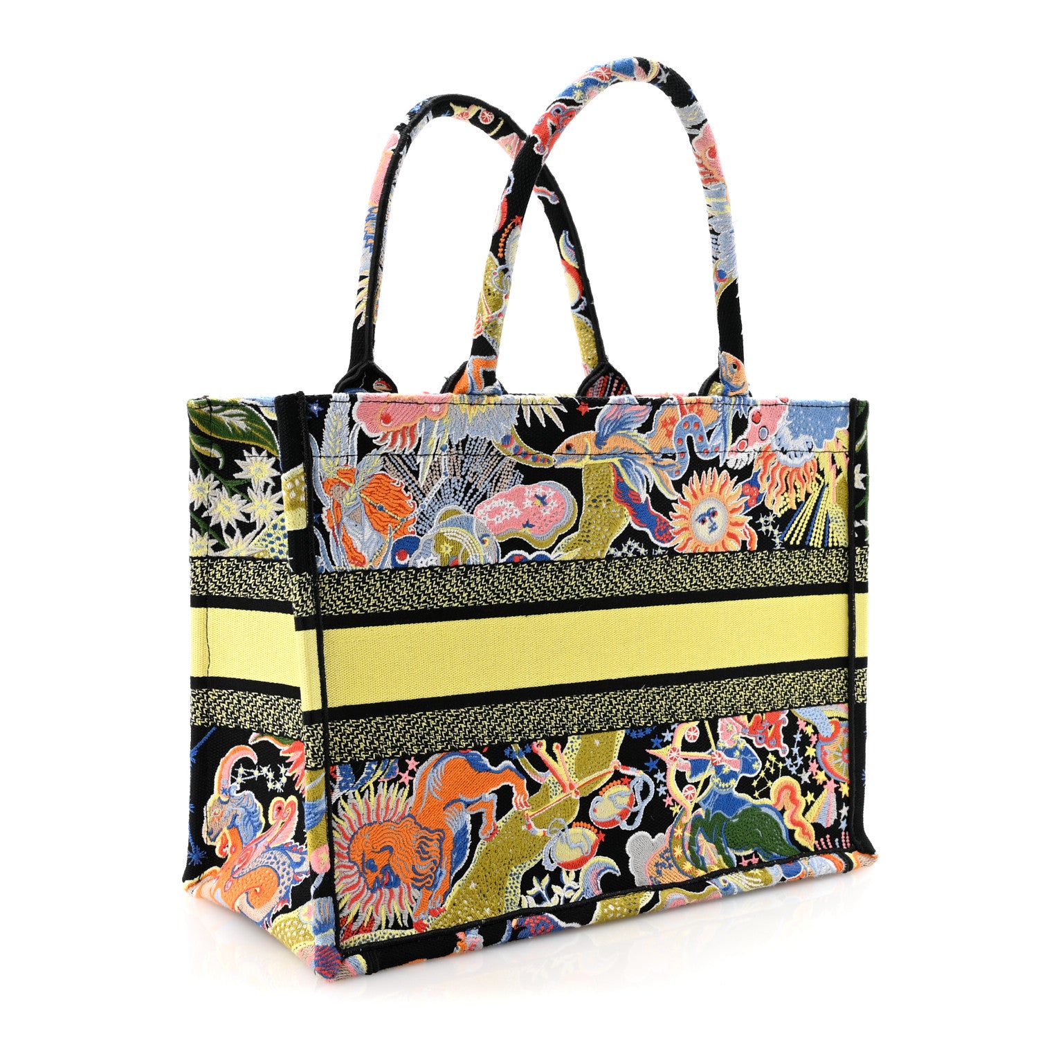 Christian Dior Canvas Zodiac Fantastico Embroidered Medium Book Tote Black Multicolor 3 of 9