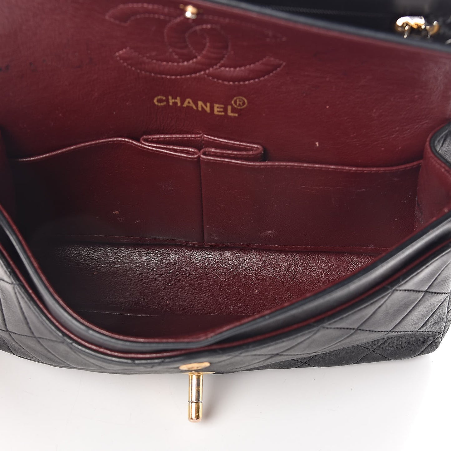 Lambskin Quilted Small Double Flap Black