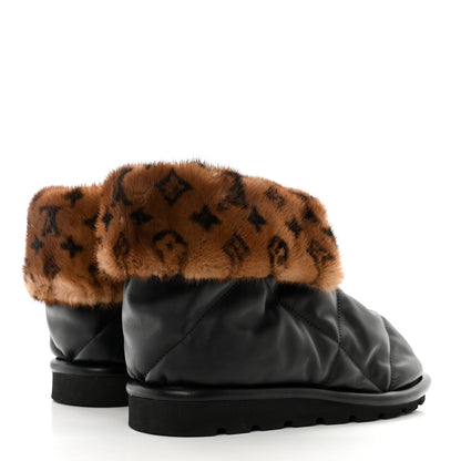 Louis Vuitton Mink Fur Lambskin Quilted Pillow Ankle Boots 38 Black 4 of 7