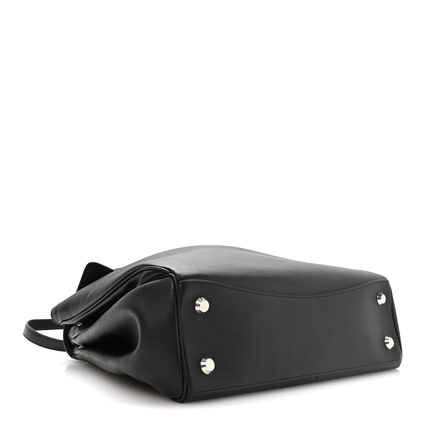 Natural Smooth Calfskin Medium Rodeo Top Handle Handbag Black Black
