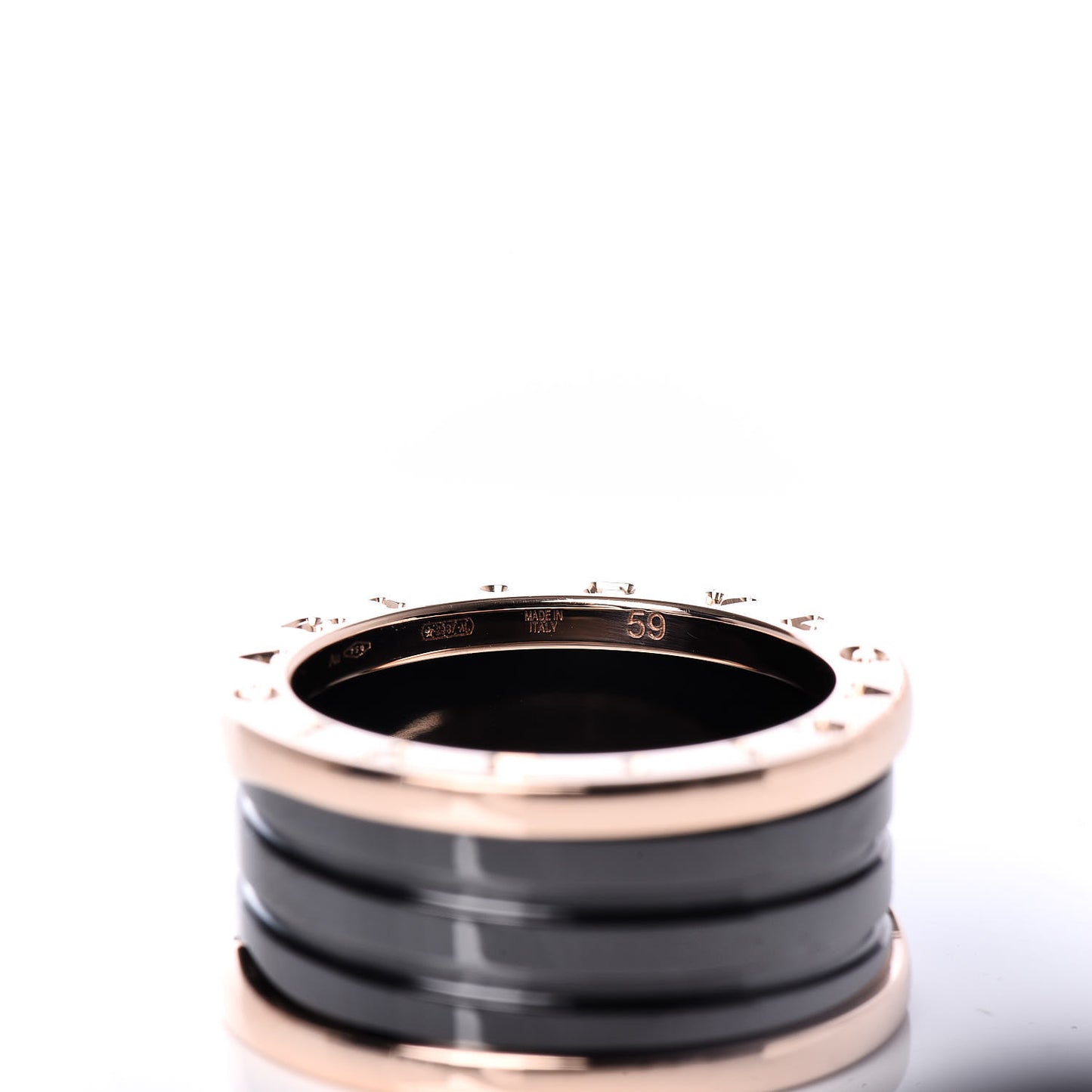 18K Rose Gold Black Ceramic B.Zero1 Four-Band Ring 59 8.75
