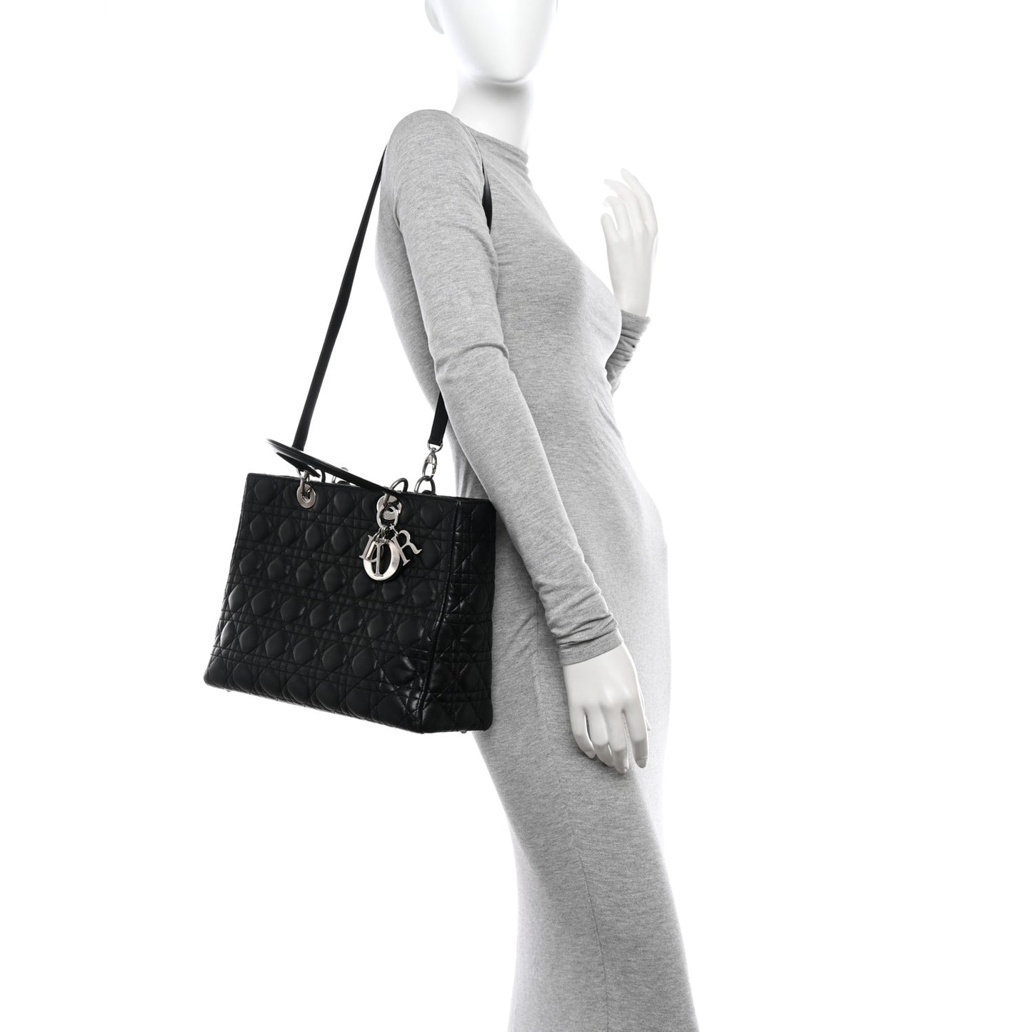 Lambskin Cannage Large Lady Dior Black