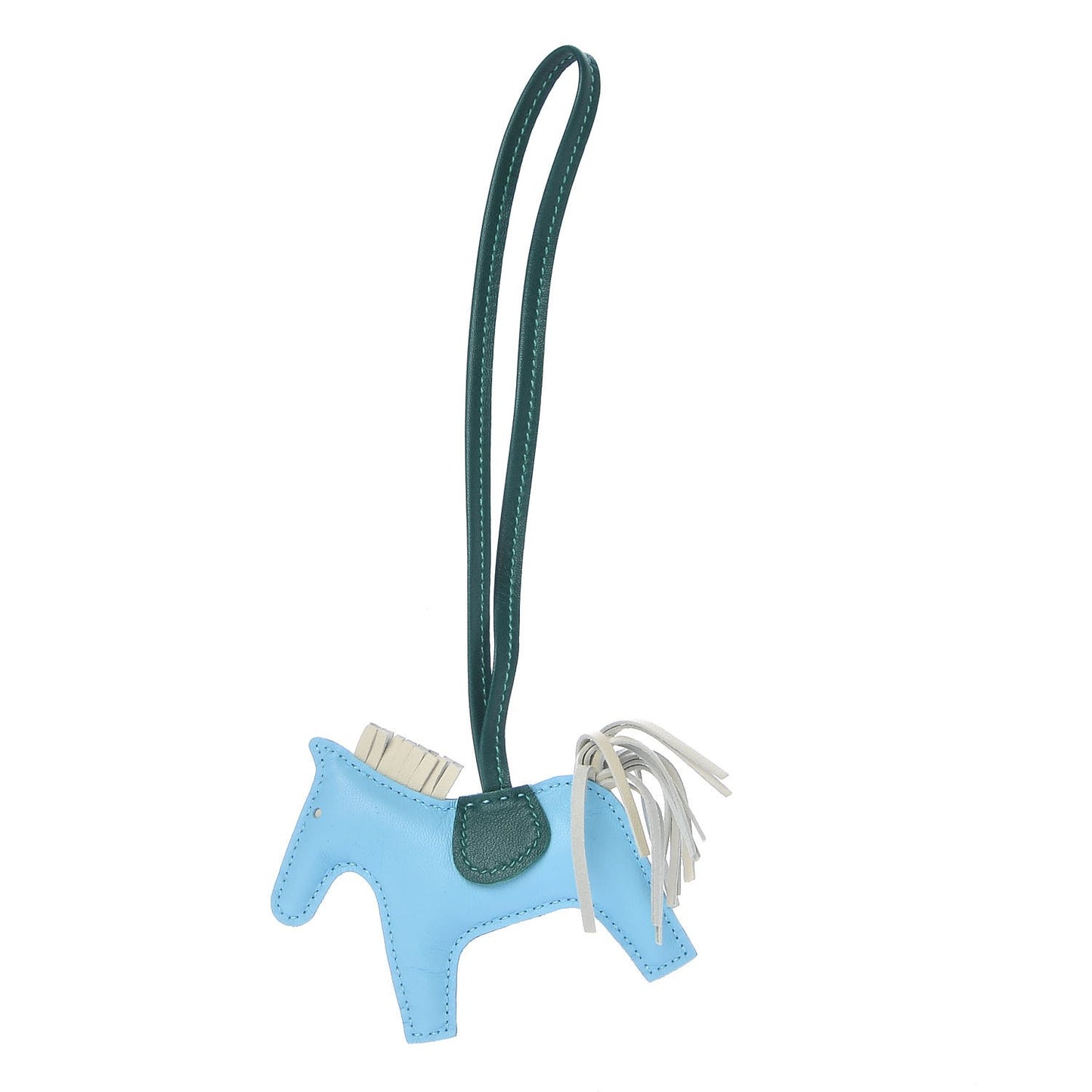 Milo Lambskin Grigri Rodeo Horse Bag Charm PM Celeste Malachite Craie