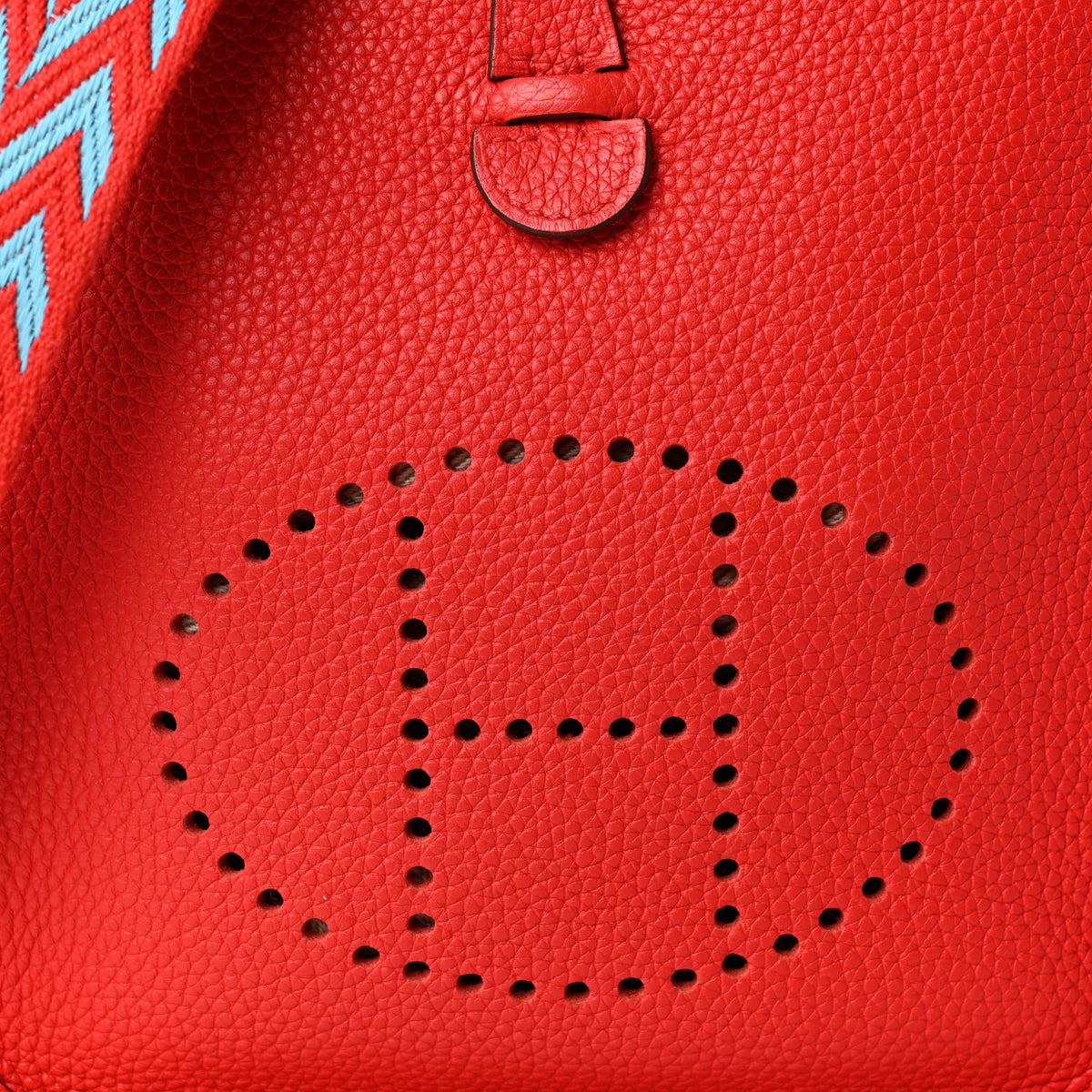 Hermes Taurillon Clemence Evelyne TPM  Rouge De Coeur Bleu Du Nord 7 of 9