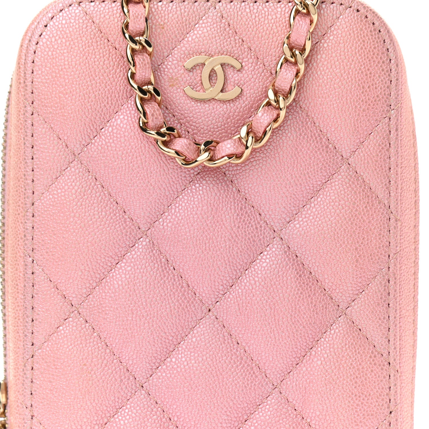 Chanel Iridescent Caviar Quilted Zip Phone Case Pink 7 of 10