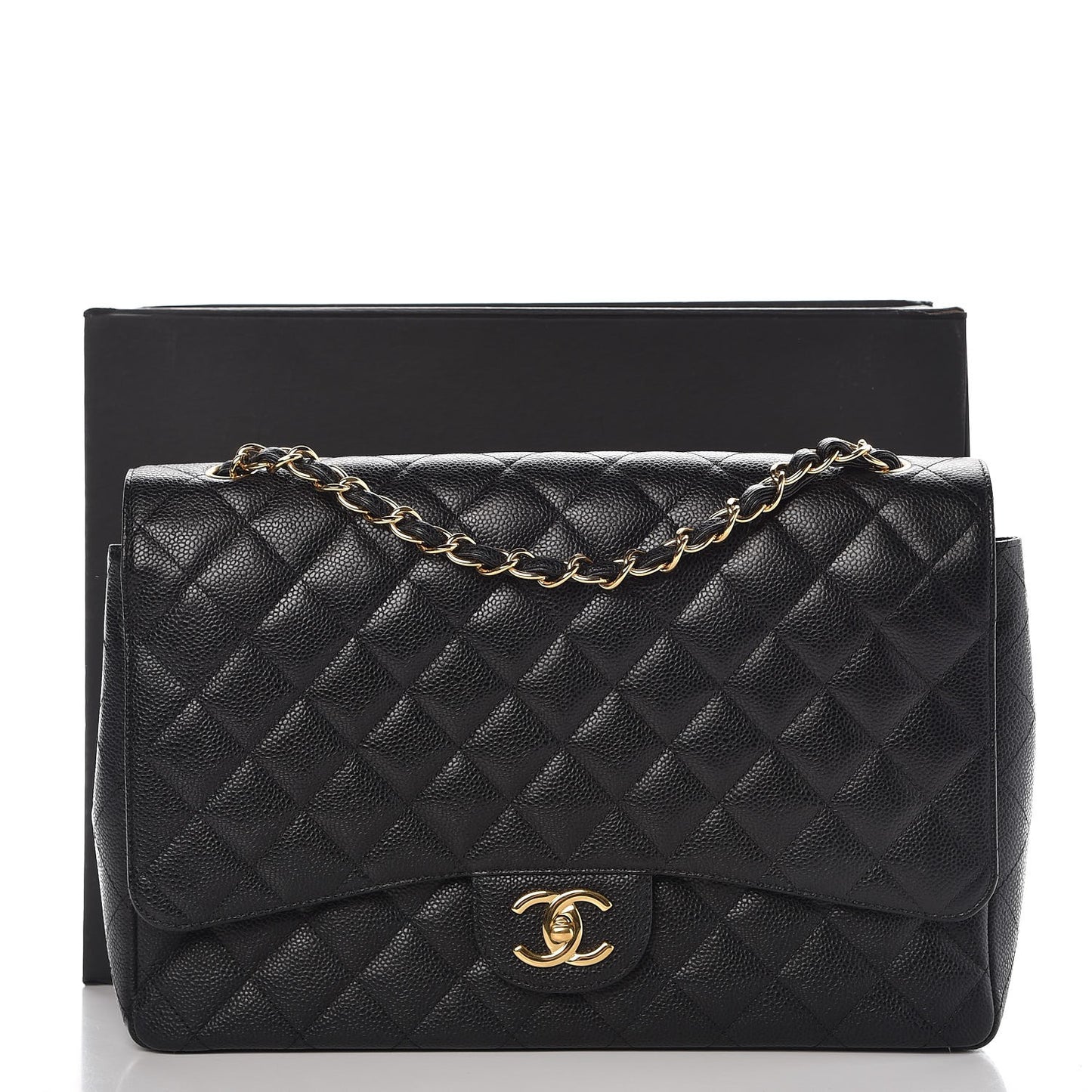 Caviar Quilted Maxi Double Flap Black