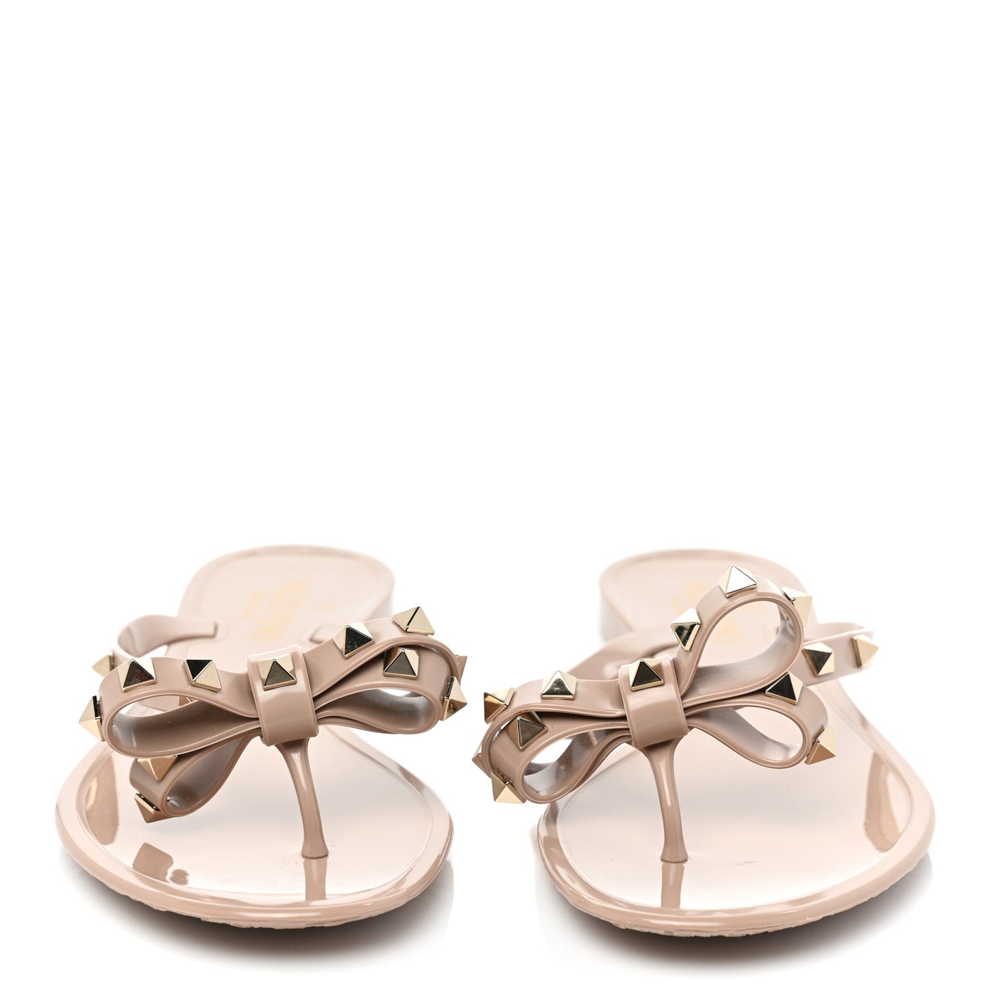 PVC Jelly Rockstud Bow Thong Sandals 39 Poudre