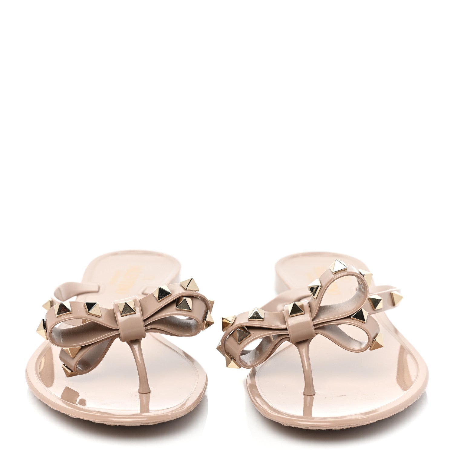 Valentino Garavani PVC Jelly Rockstud Bow Thong Sandals 39 Poudre 2 of 8