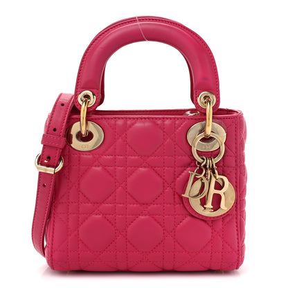 Christian Dior CHRISTIAN DIOR Lambskin Cannage Mini Lady Dior Fuchsia 1 of 17
