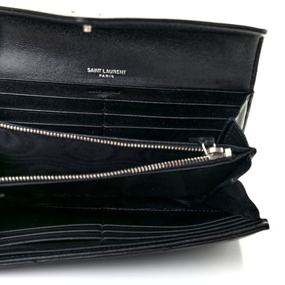 Saint Laurent Lambskin Y Quilted Monogram Large Loulou Flap Wallet Black 5 of 7