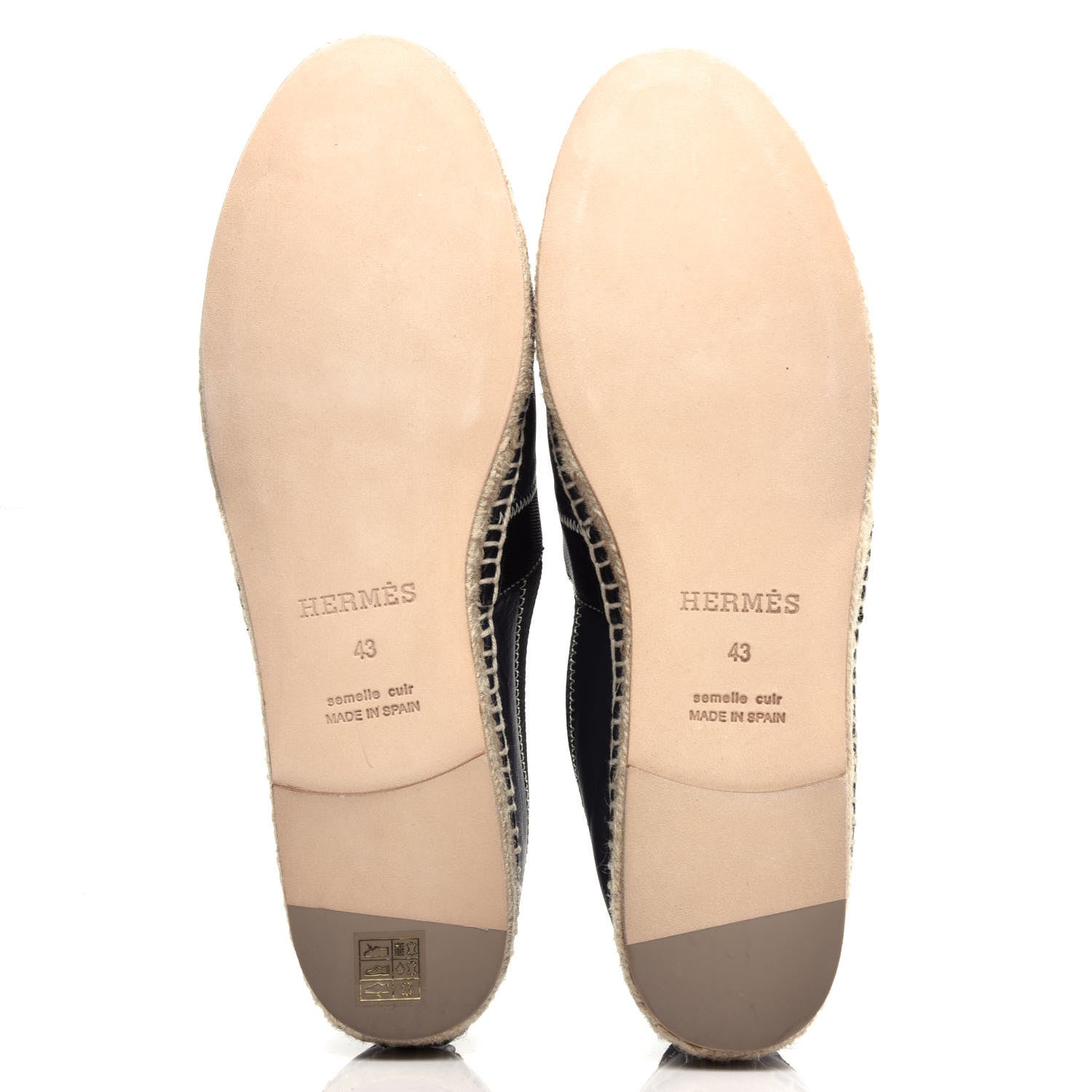 Hermes Calfskin Mens Arcachon Espadrilles 43 Marine Black 6 of 9