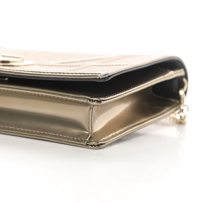 Christian Dior Metallic Patent Micro-Cannage Diorama Wallet on Chain Pouch Gold 10 of 12