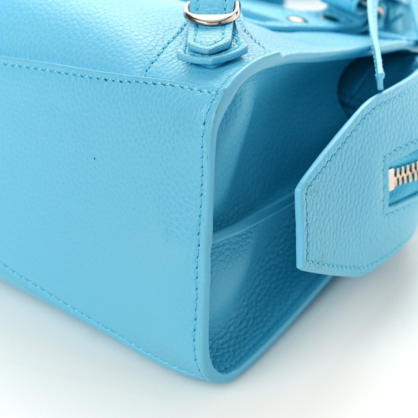 Grained Calfskin Neo Classic Silver Hardware Mini City Azur