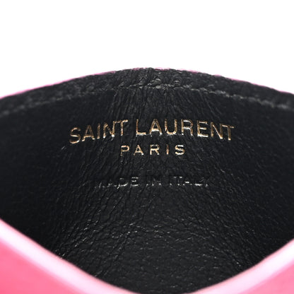 Saint Laurent Grain De Poudre Matelasse Chevron Monogram Credit Card Case Fresh Fuxia 6 of 11