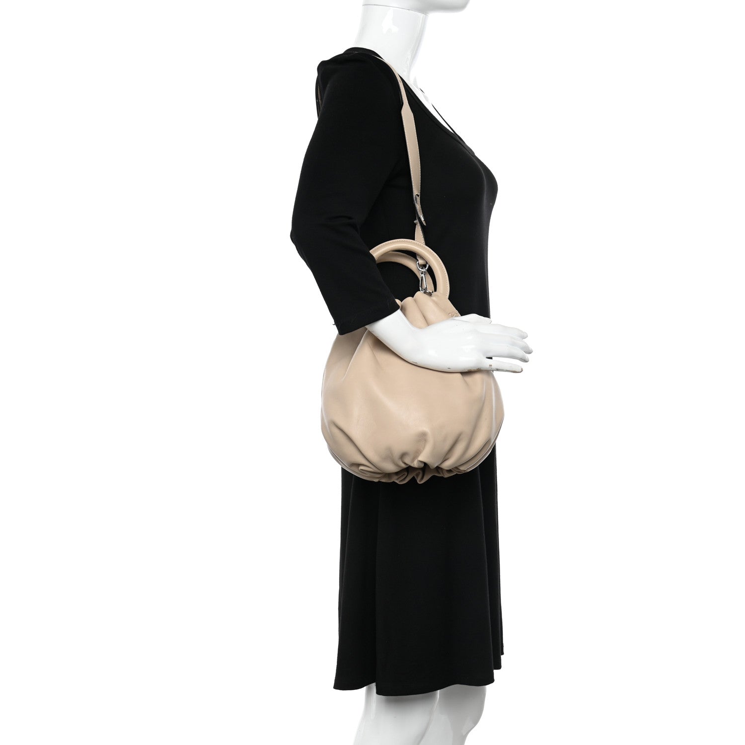 Loewe Gathered Lambskin Small Bounce Bag Beige 2 of 11
