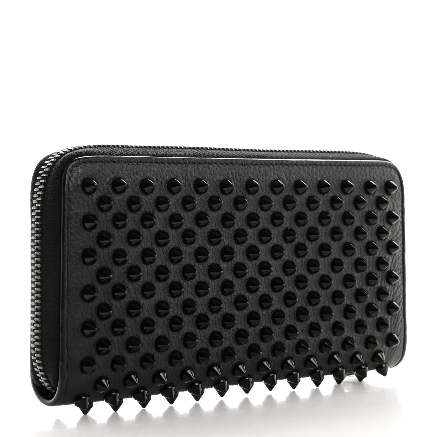 Calfskin Panettone Spiked Zip Around Wallet Black