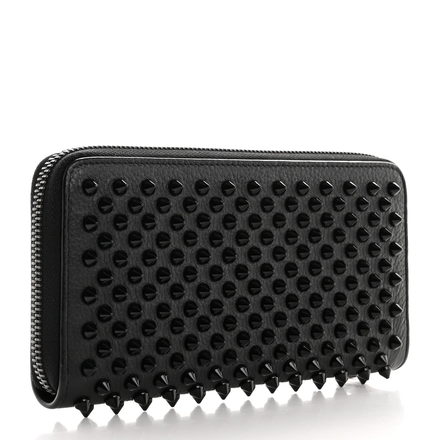 Christian Louboutin Calfskin Panettone Spiked Zip Around Wallet Black 3 of 8