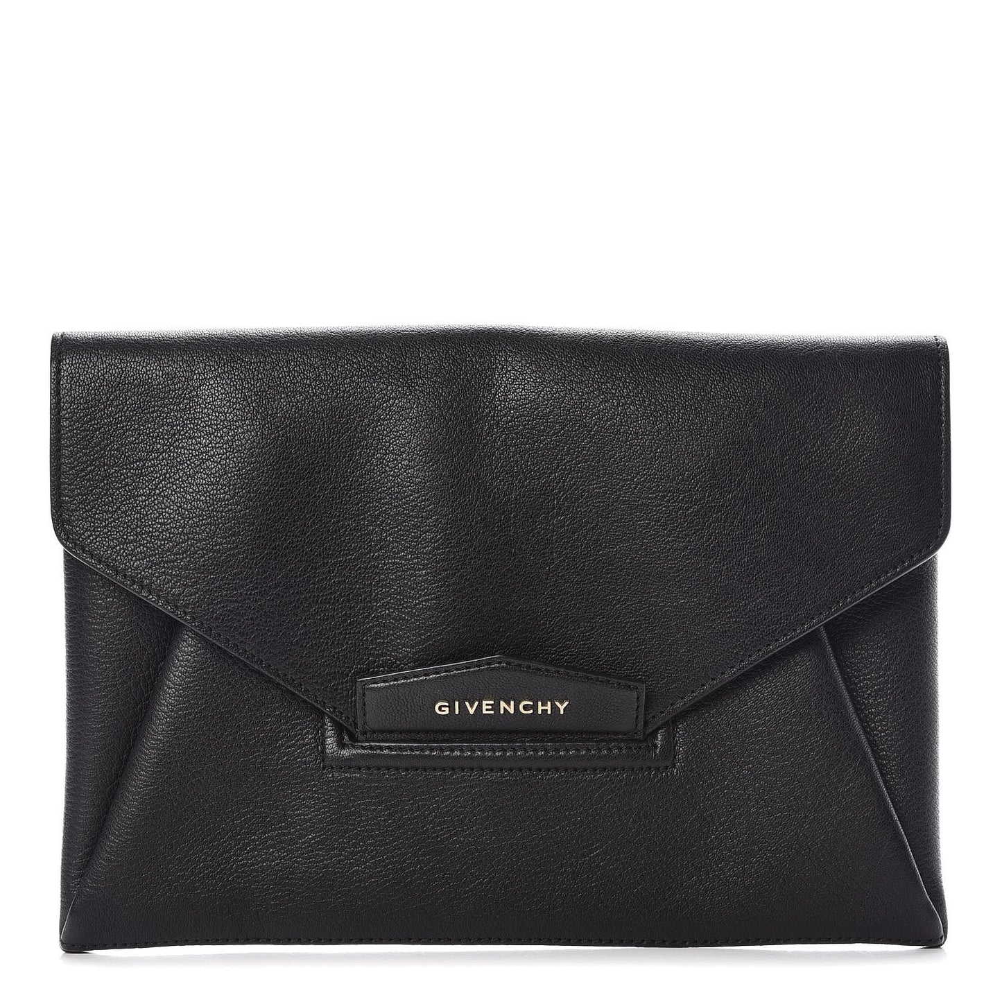 Sugar Goatskin Medium Antigona Envelope Clutch Black