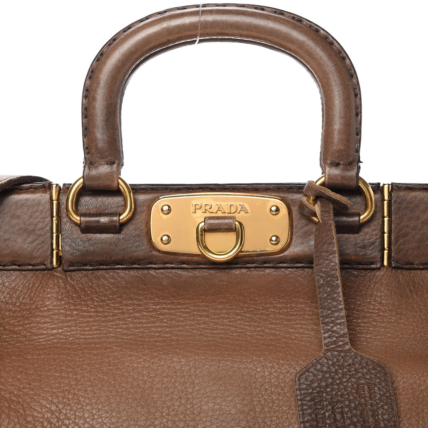 Prada Cervo Antik Top Handle Tote Brown 10 of 21