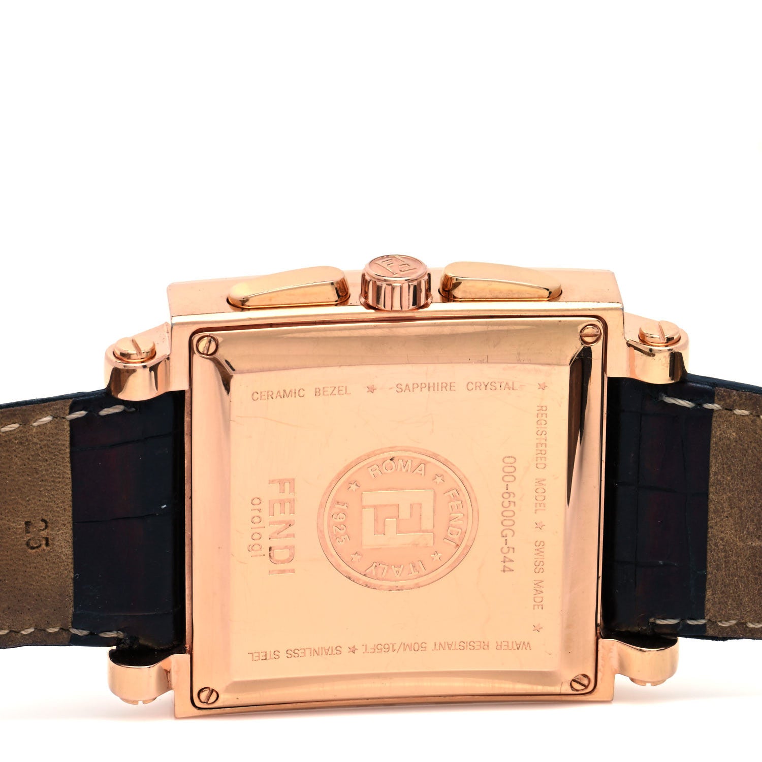 Fendi Stainless Steel Ceramic Calfskin Diamond 39mm Quadro Quartz Watch Black 4 of 4