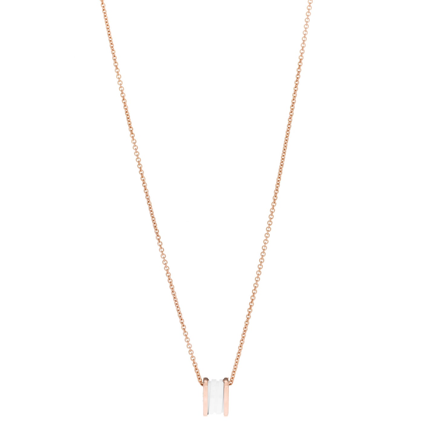 18K Rose Gold White Ceramic B.Zero1 Pendant Necklace