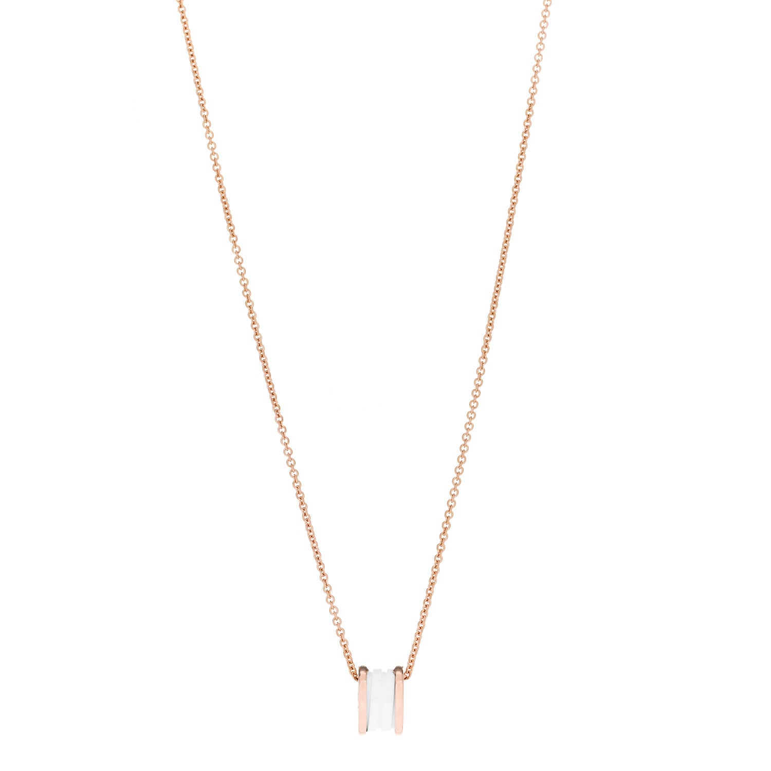 Bulgari 18K Rose Gold White Ceramic B.Zero1 Pendant Necklace 1 of 7