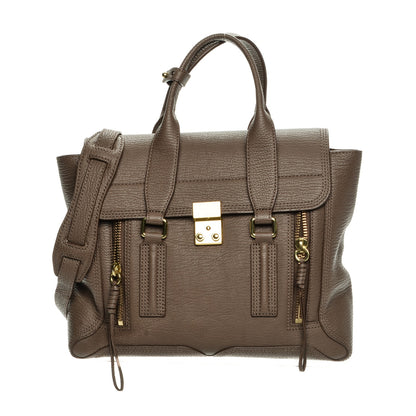 3.1 Phillip Lim 3.1 Textured Calfskin Medium Pashli Satchel Taupe 1 of 8