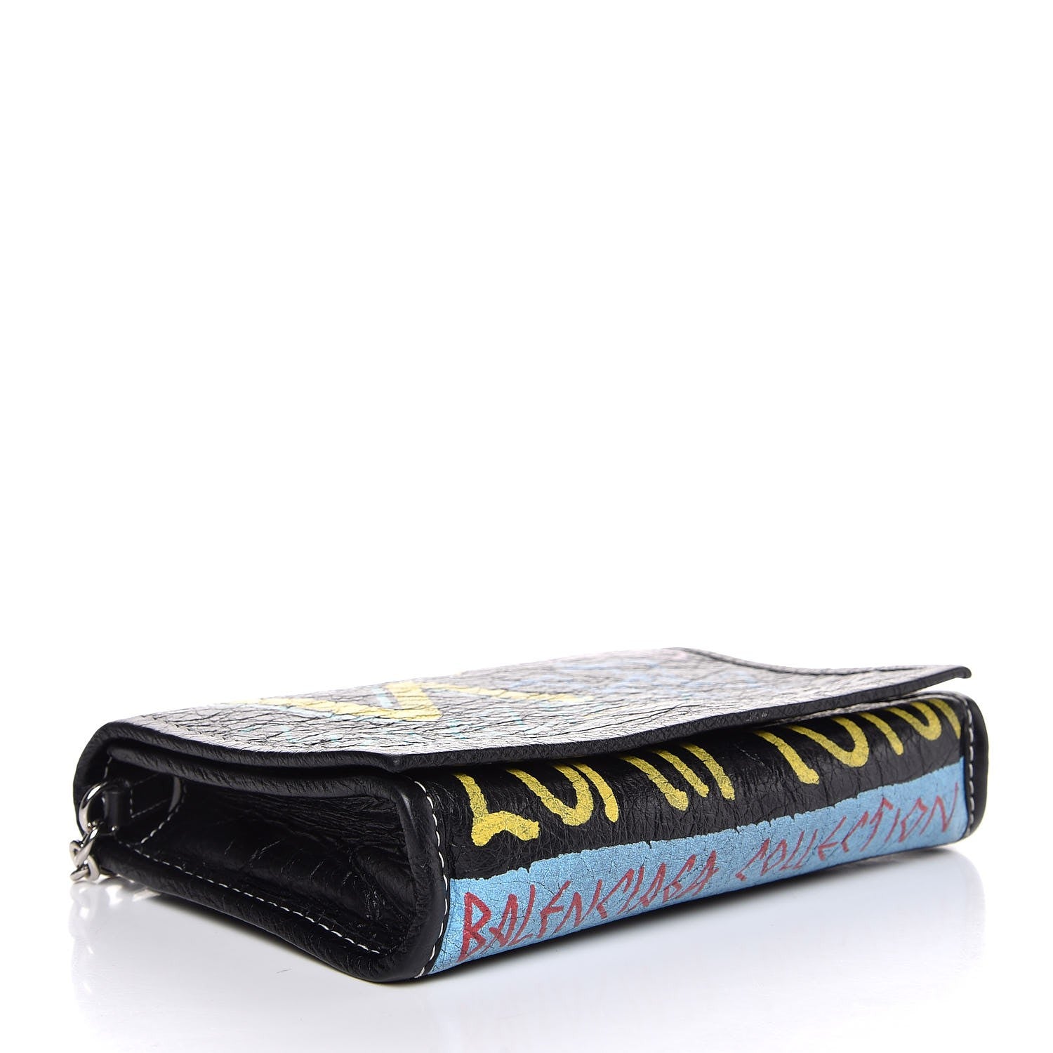 Balenciaga Agneau Arena Graffiti All Over Bazar Chain Shoulder Bag Black Multicolor 4 of 6