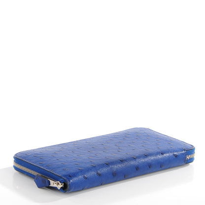Hermes Ostrich Azap Wallet Bleu Iris 4 of 12