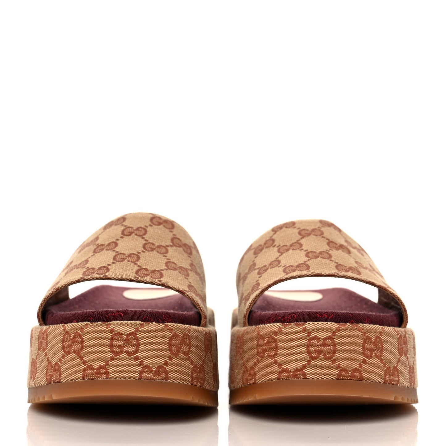 Canvas GG Monogram Angelina Platform Slide Sandals 39.5 Beige Ruggine