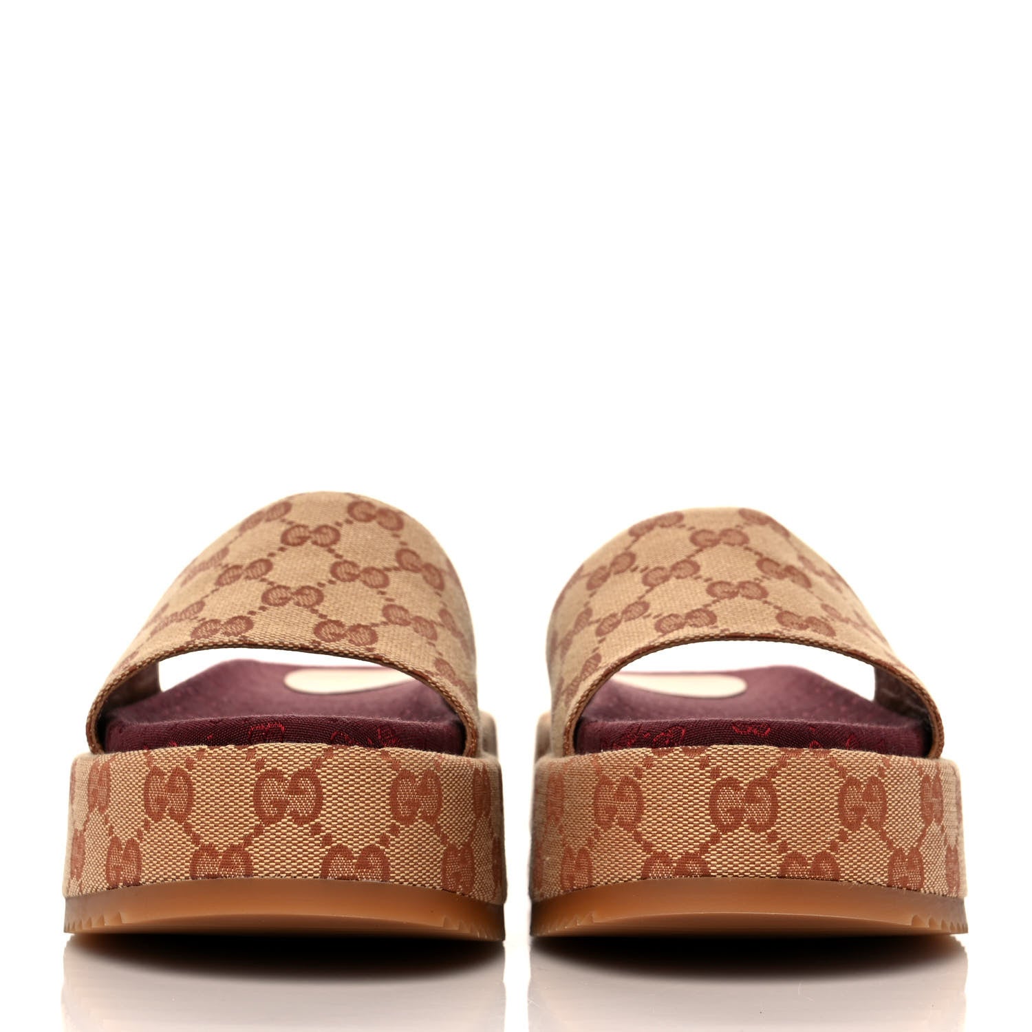 Gucci Canvas GG Monogram Angelina Platform Slide Sandals 39.5 Beige Ruggine 2 of 8