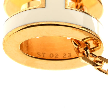 Hermes Lacquered Gold Mini Pop H Pendant Necklace White 7 of 7