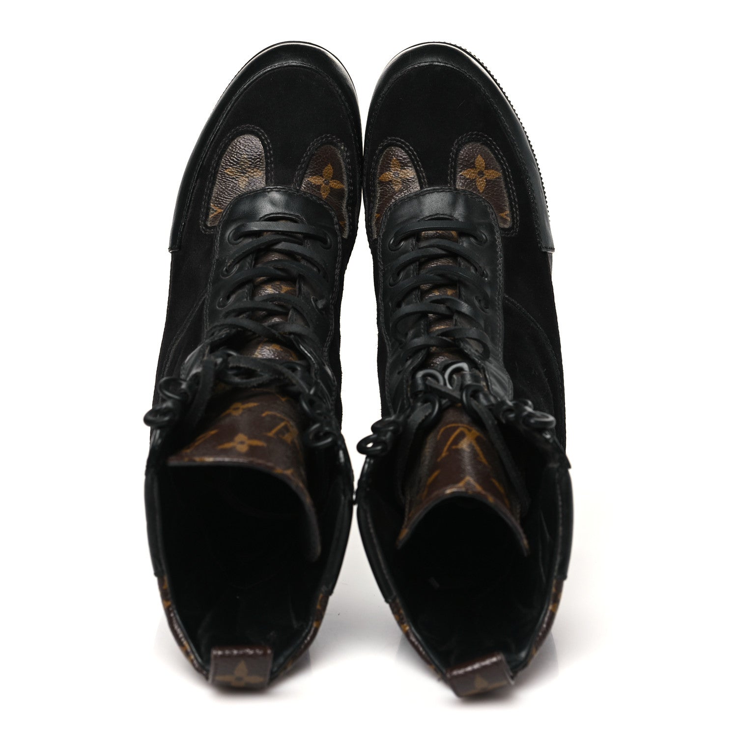 Louis Vuitton Suede Calfskin Monogram Laureate Platform Desert Boots 38 Black 2 of 9