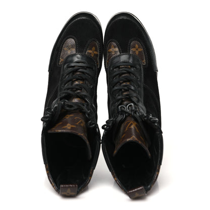 Louis Vuitton Suede Calfskin Monogram Laureate Platform Desert Boots 38 Black 2 of 9