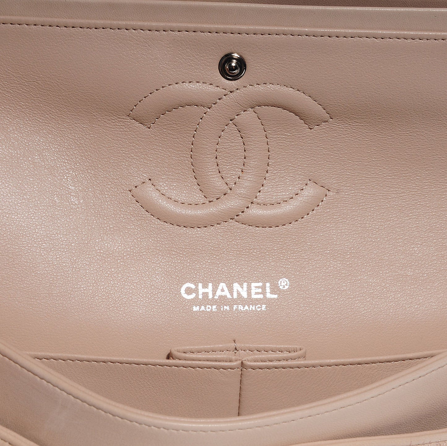 Lambskin Camellia Stitched Medium Double Flap Light Pink