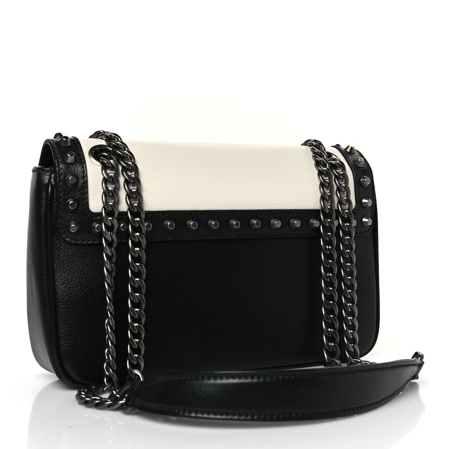 Vitello Studded Crossbody White Black