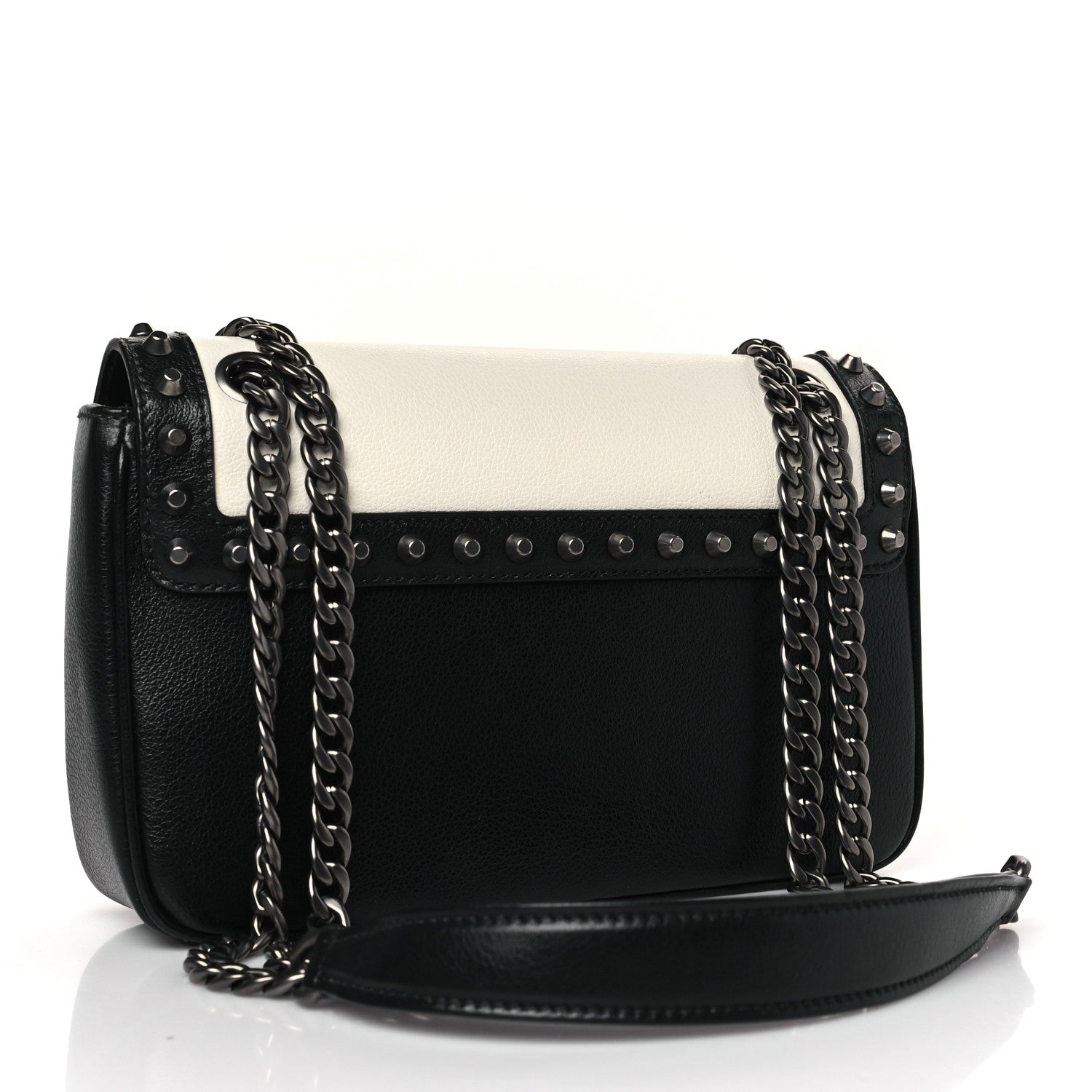 Prada Vitello Studded Crossbody White Black 3 of 8