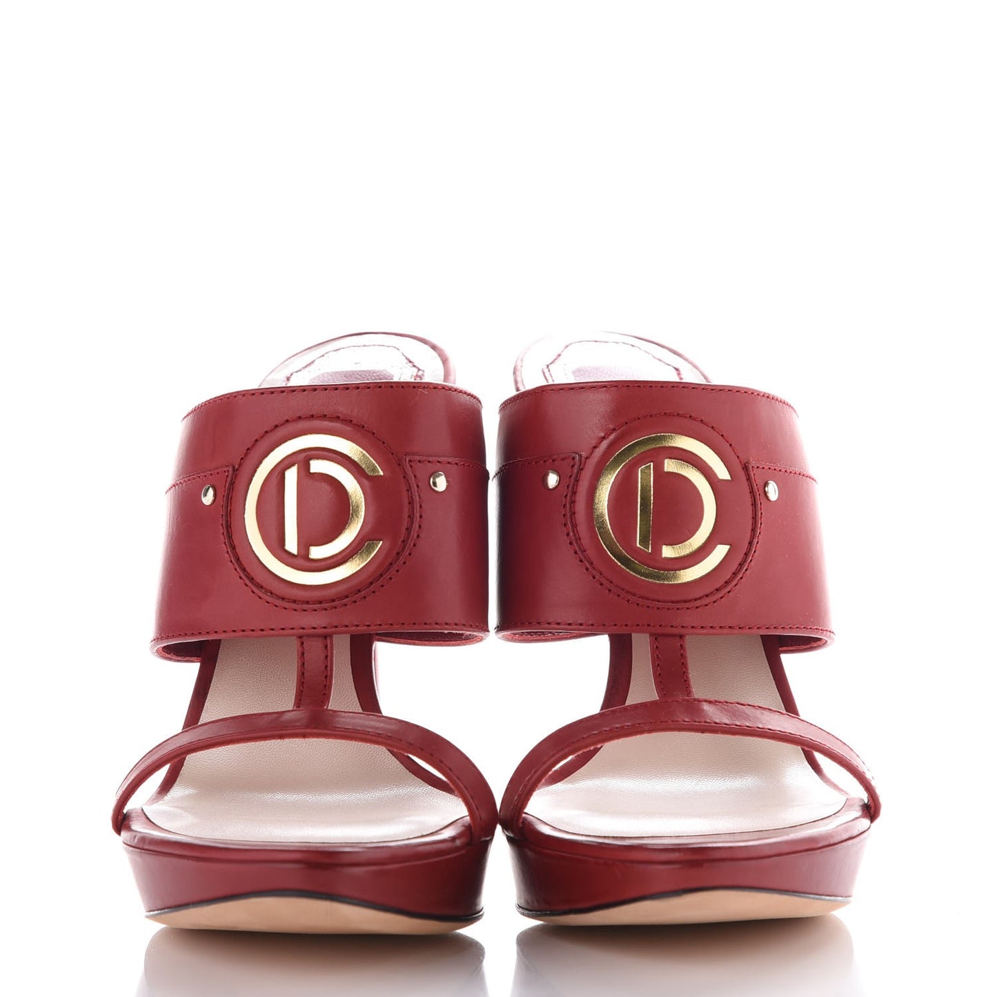 Calfskin Platform Mule Sandals 38.5 Red