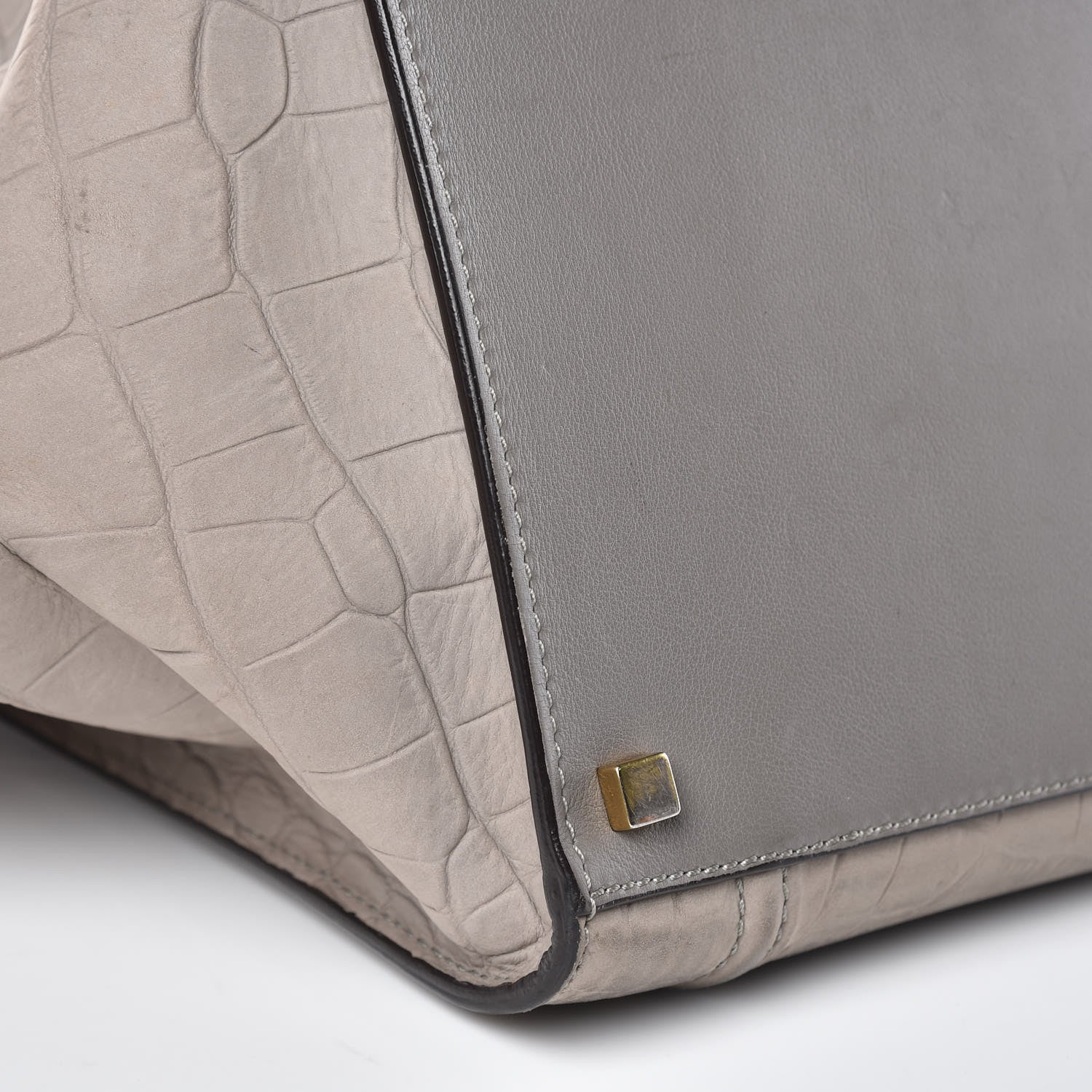 Celine Crocodile Embossed Nubuck Medium Phantom Luggage Grey 9 of 20