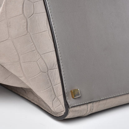 Celine Crocodile Embossed Nubuck Medium Phantom Luggage Grey 9 of 20