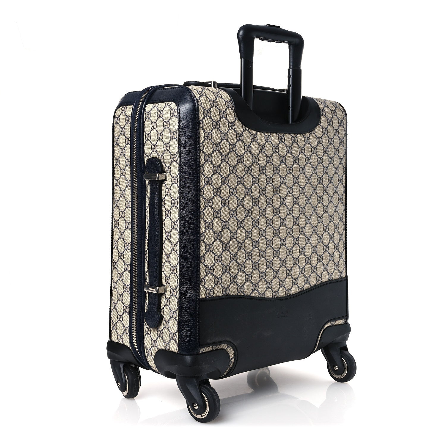 Gucci GG Supreme Monogram Textured Dollar Calfskin Web Small Savoy Cabin Trolley Beige Blue 2 of 9