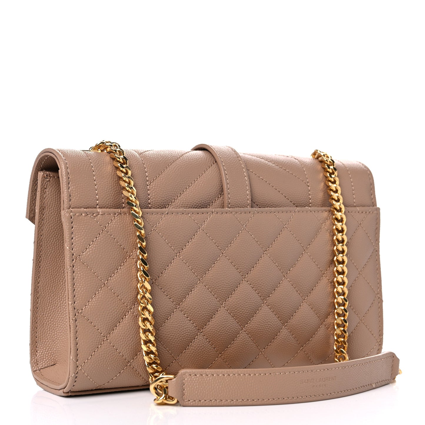 Grain De Poudre Textured Mixed Matelasse Triquilt Small Monogram Satchel Dark Beige