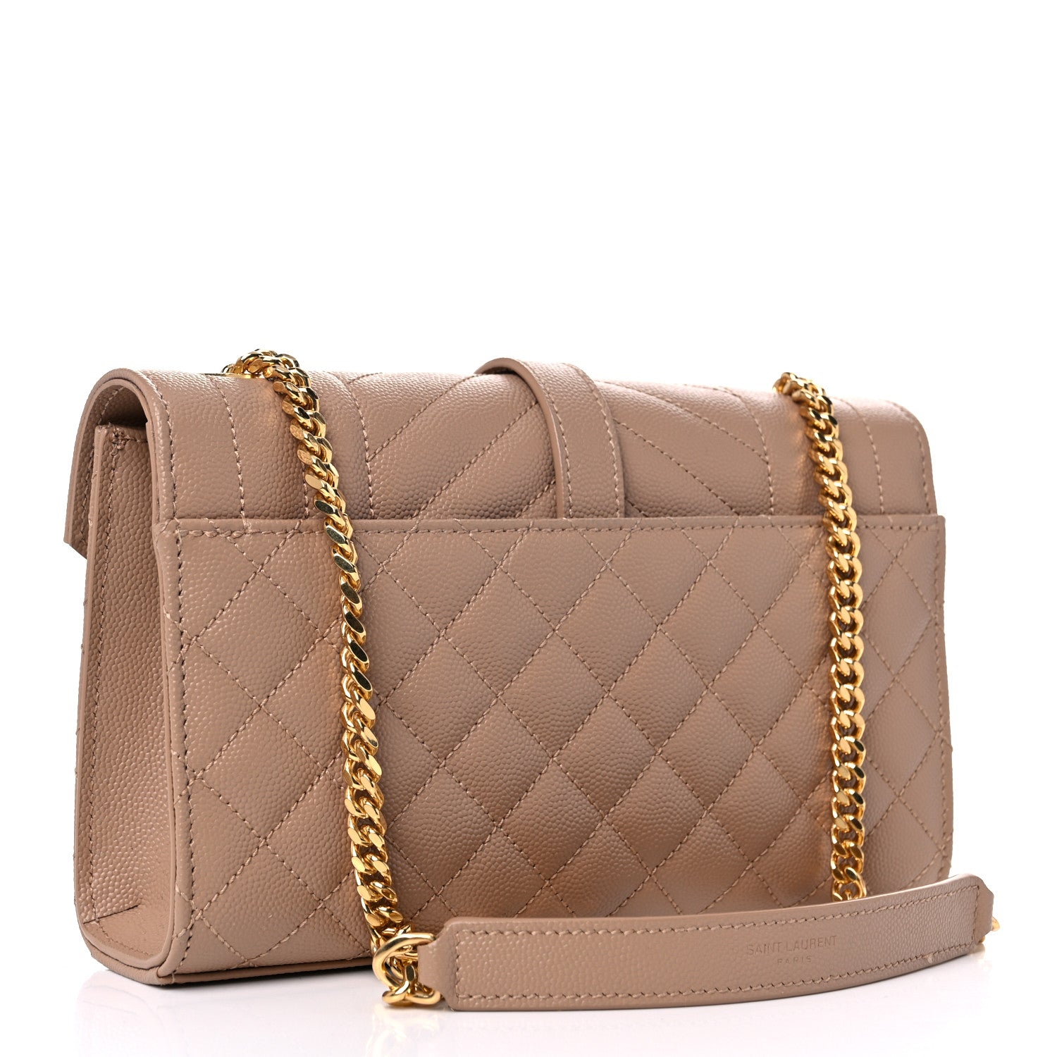 Saint Laurent Grain De Poudre Textured Mixed Matelasse Triquilt Small Monogram Satchel Dark Beige 3 of 11