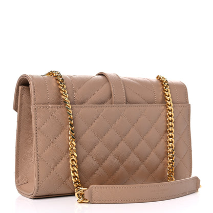 Saint Laurent Grain De Poudre Textured Mixed Matelasse Triquilt Small Monogram Satchel Dark Beige 3 of 11