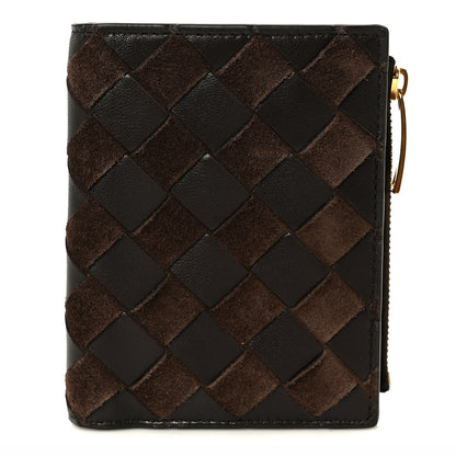 Bottega Veneta Nappa Suede Intrecciato Bifold Zip Wallet Brown 1 of 12